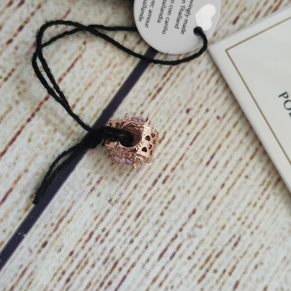 Pandora Sparkling Leveled Heart Charm - Picture 6 of 8
